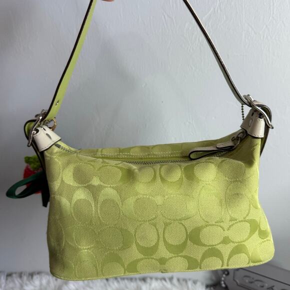 y2k Coach 2006 Vintage F06044 Lime Green Jacquard Shoulder Bag - Picture 2 of 12